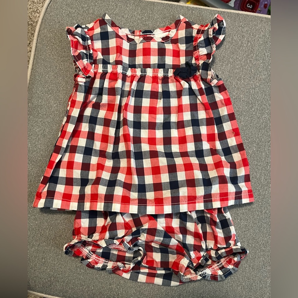 Carter’s Infant Girl’s Red, White, and Blue Gingham Plaid Dress, Size 9 Months